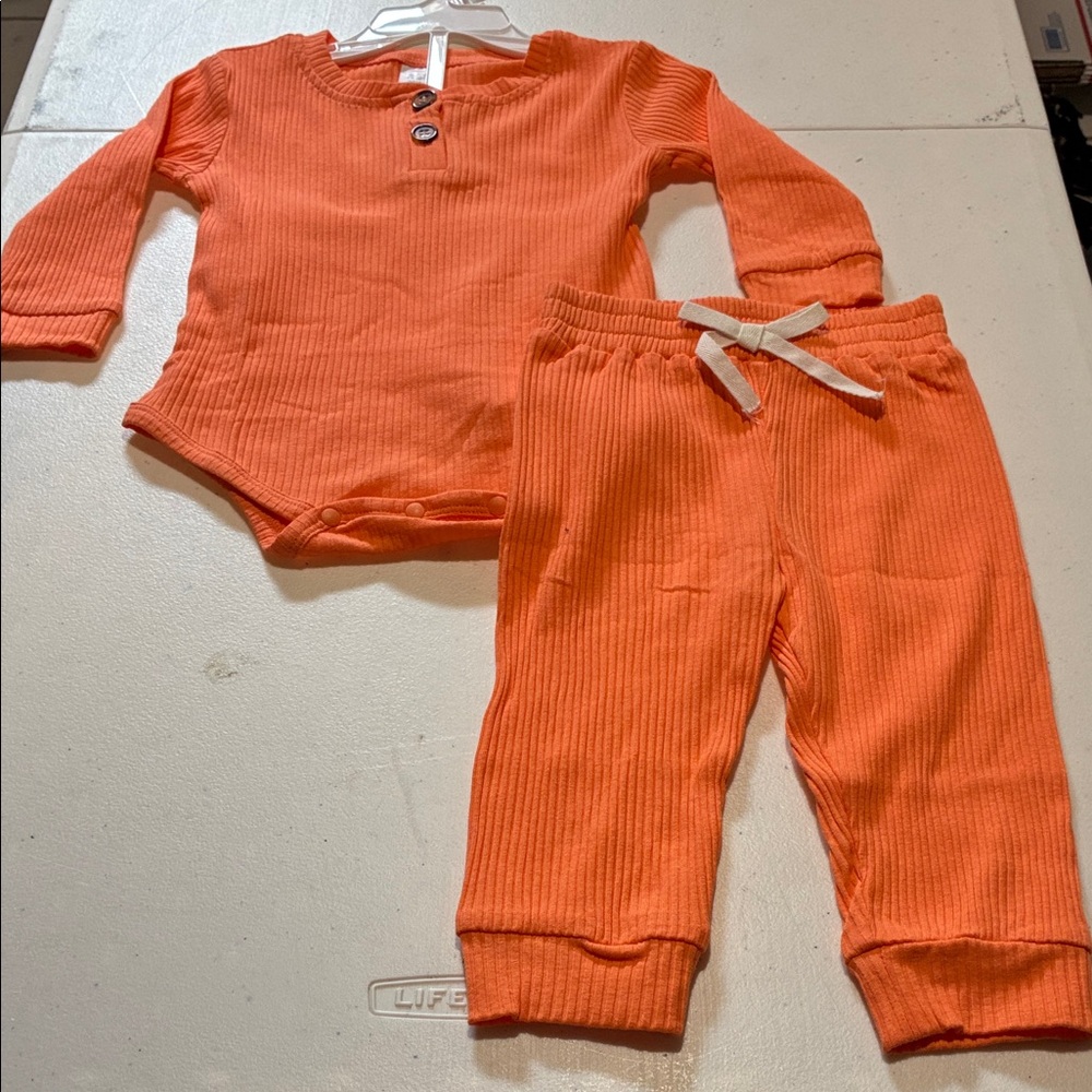 Orange Ribbed Baby Outfit